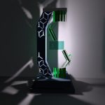 Világító robotkar szobor vállalati logó világítás egyedi terv alapján 3D ben letervezve megtervezve